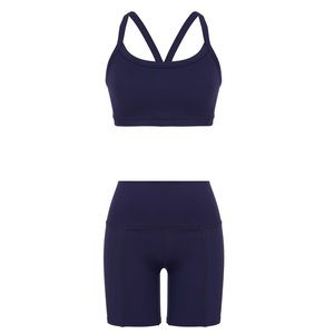 Morgan Stewart Sport NWT Blue Bra + Biker Short